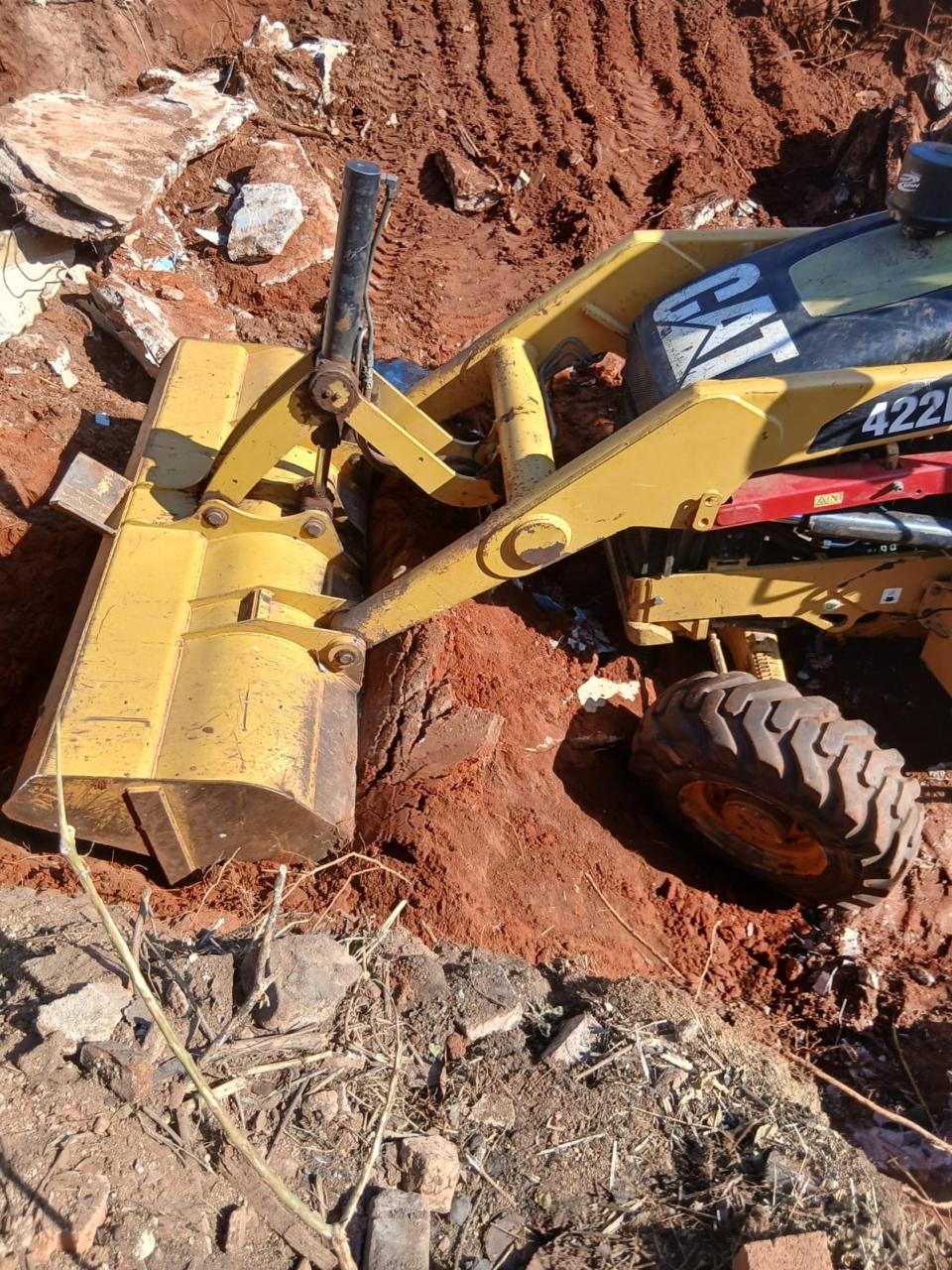Tracked bulldozer in action